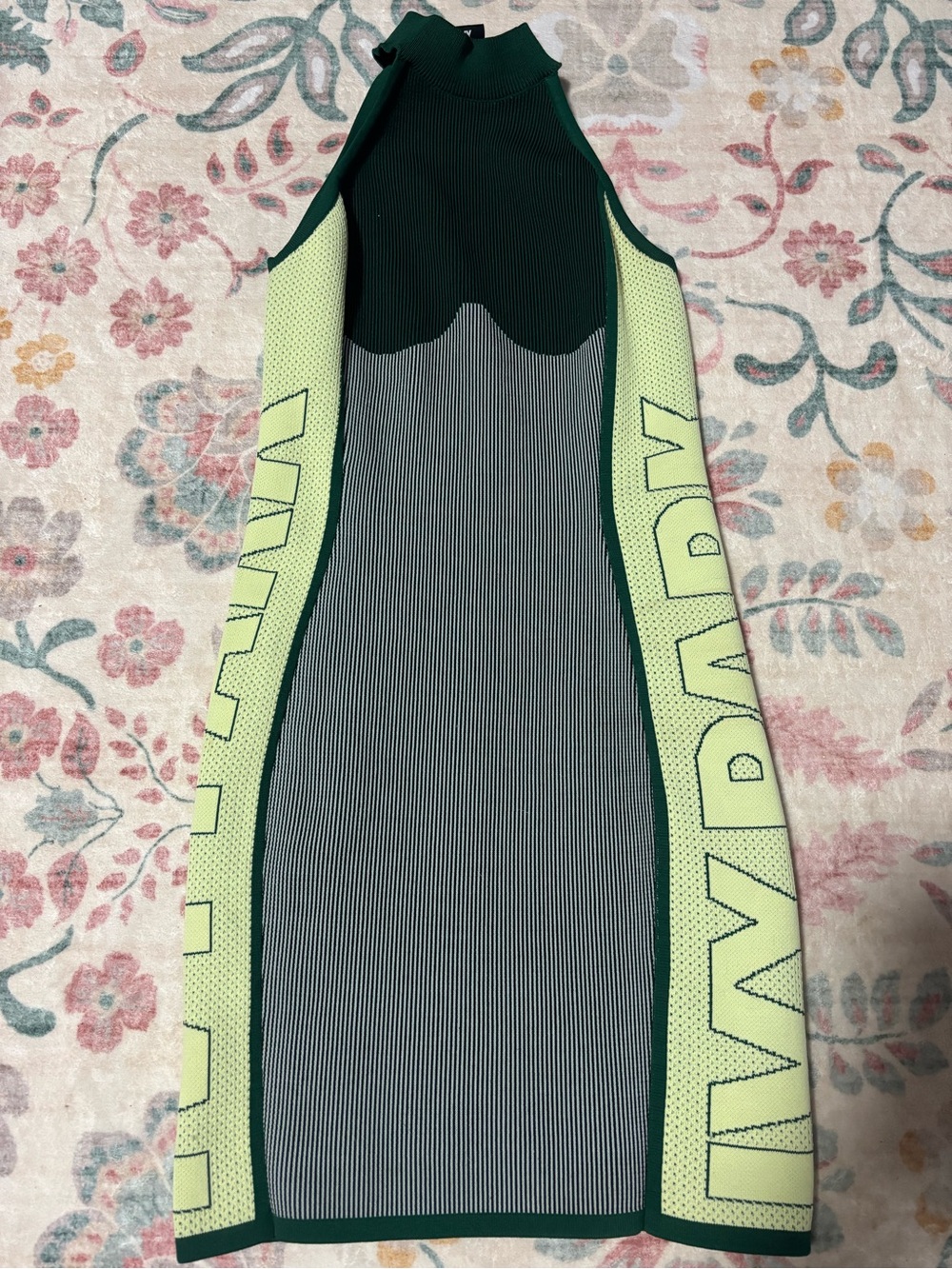 IVY PARK Adidas Dark Green and Lime Panel Knit Dress